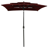 3-tier garden parasol with burgundy red aluminium pole