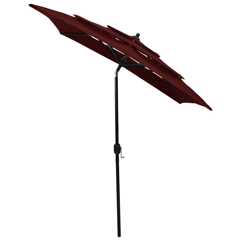 3-tier garden parasol with burgundy red aluminium pole