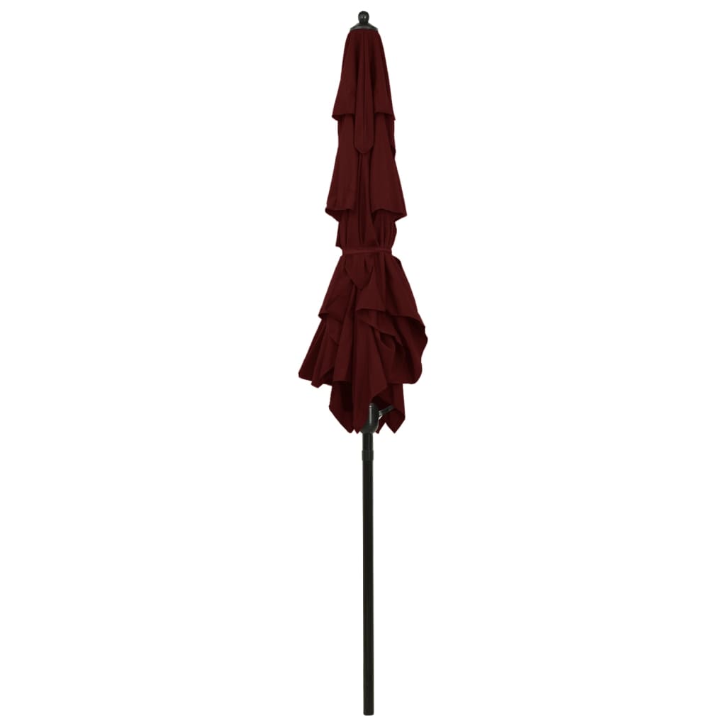 3-tier garden parasol with burgundy red aluminium pole