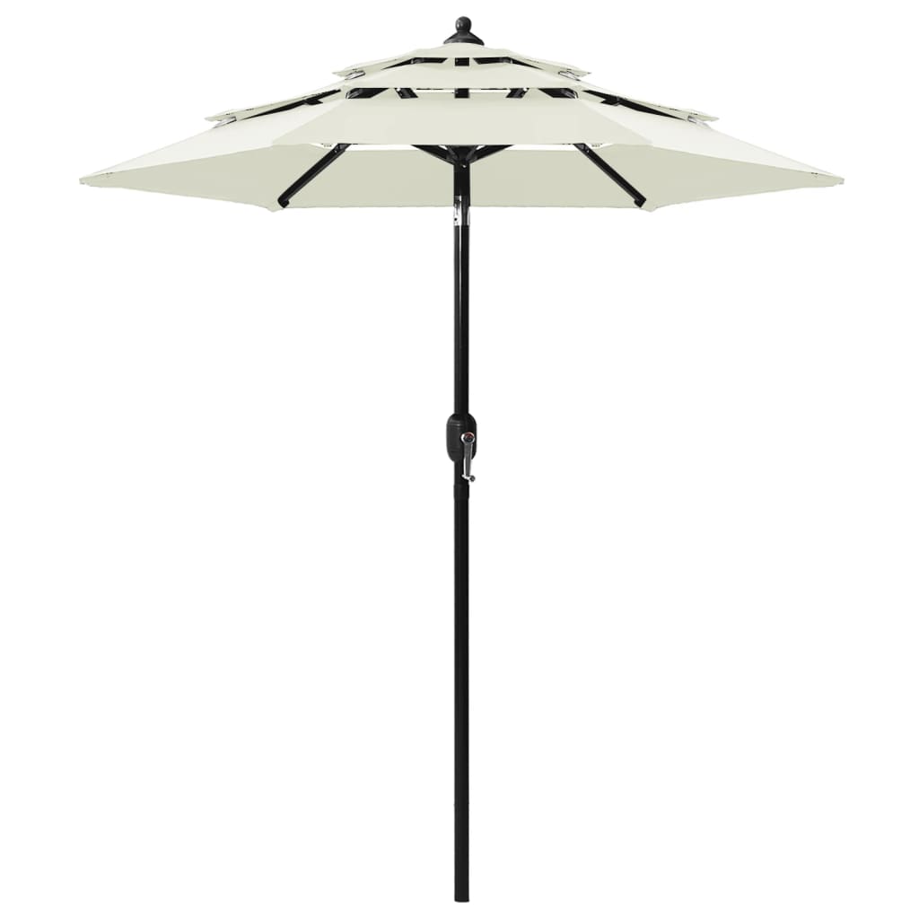 Parasol de jardin à 3 niveaux avec mât en aluminium sable 2 m