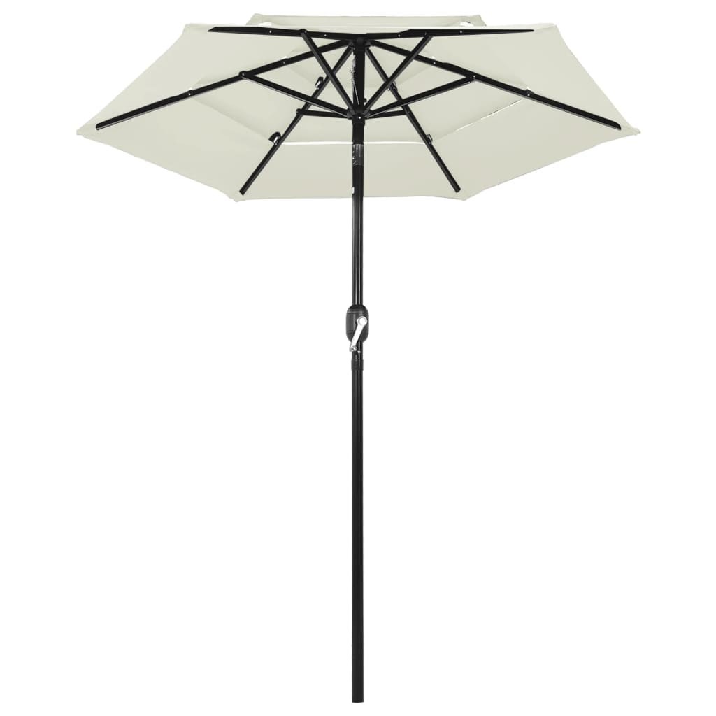 Parasol de jardin à 3 niveaux avec mât en aluminium sable 2 m