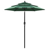 Parasol de jardin à 3 niveaux avec mât en aluminium vert 2 m