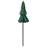 Parasol de jardin à 3 niveaux avec mât en aluminium vert 2 m