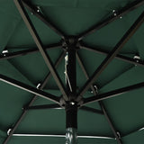 Parasol de jardin à 3 niveaux avec mât en aluminium vert 2 m