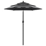 Parasol de jardin à 3 niveaux avec mât en aluminium anthracite