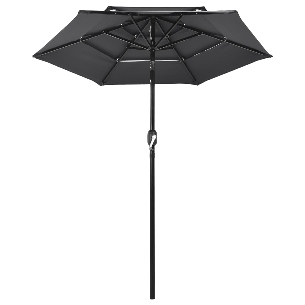 Parasol de jardin à 3 niveaux avec mât en aluminium anthracite