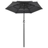 Parasol de jardin à 3 niveaux avec mât en aluminium anthracite