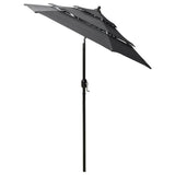 Parasol de jardin à 3 niveaux avec mât en aluminium anthracite