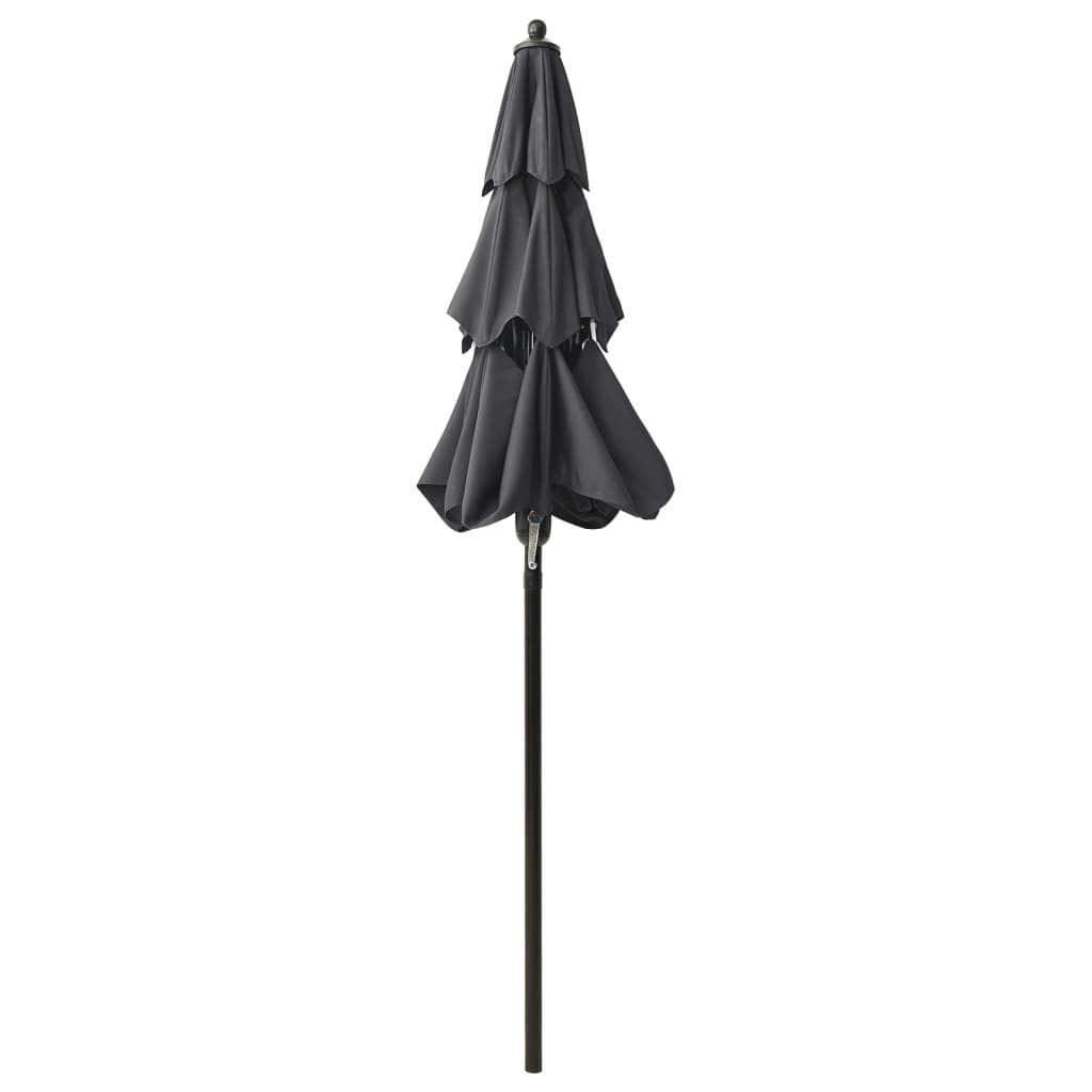 Parasol de jardin à 3 niveaux avec mât en aluminium anthracite