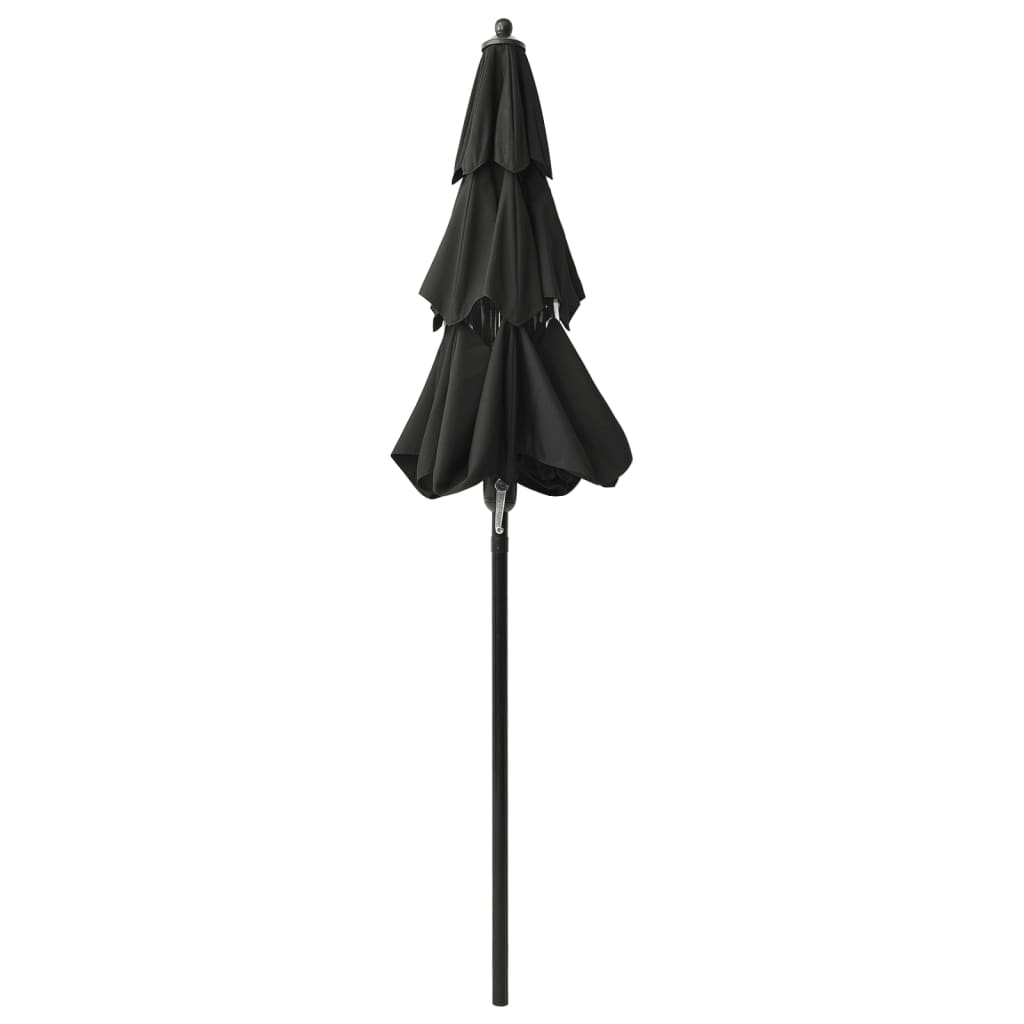 Parasol de jardin à 3 niveaux avec mât en aluminium noir