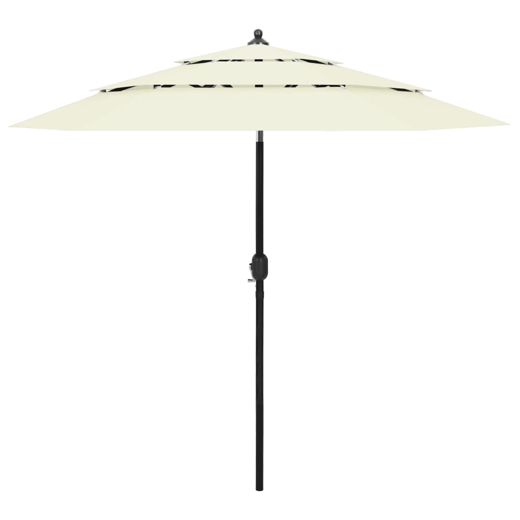 Parasol de jardin à 3 niveaux avec mât en aluminium sable 2,5 m