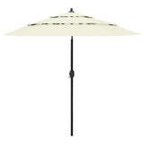 Parasol de jardin à 3 niveaux avec mât en aluminium sable 2,5 m