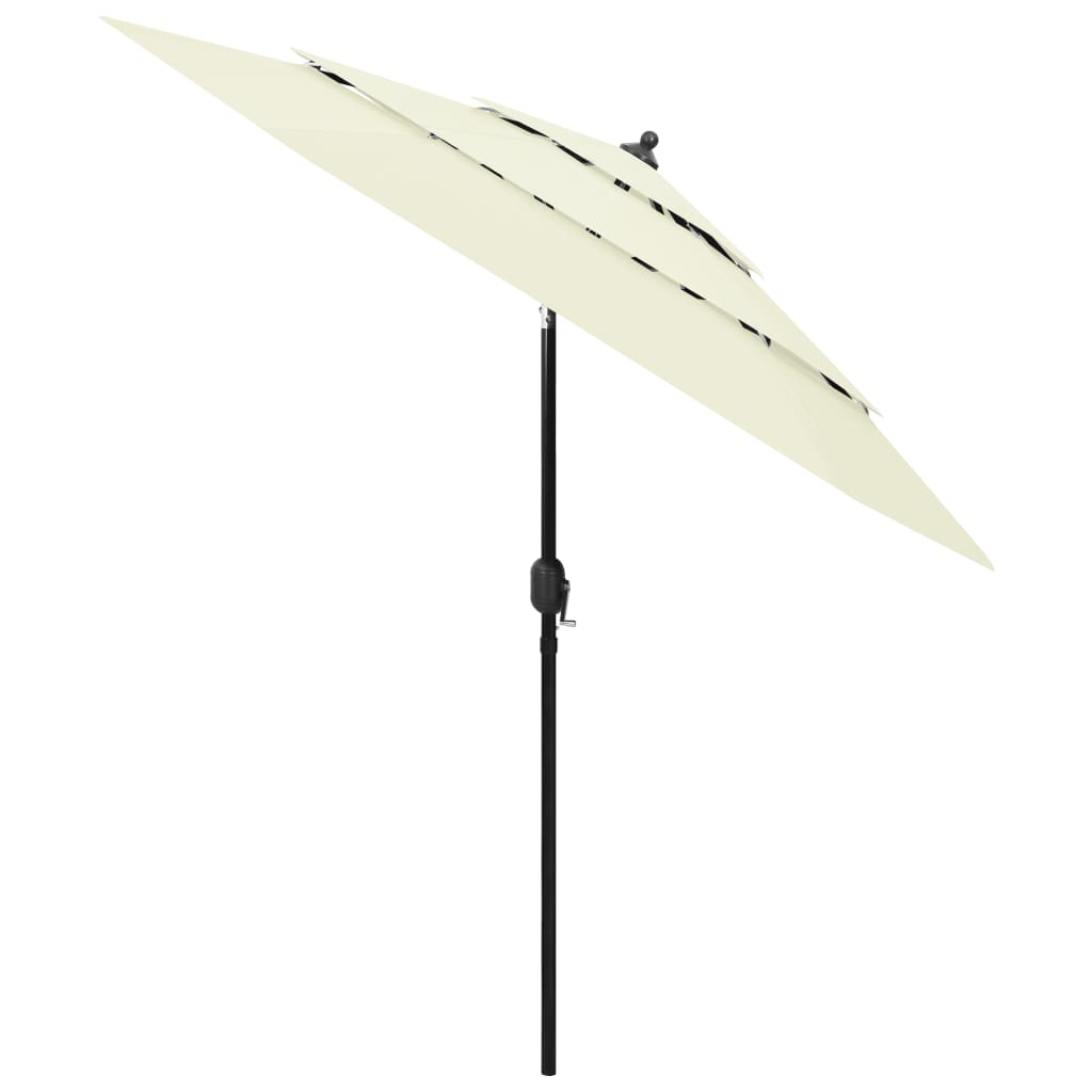 Parasol de jardin à 3 niveaux avec mât en aluminium sable 2,5 m