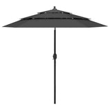 Parasol de jardin à 3 niveaux avec mât en aluminium anthracite