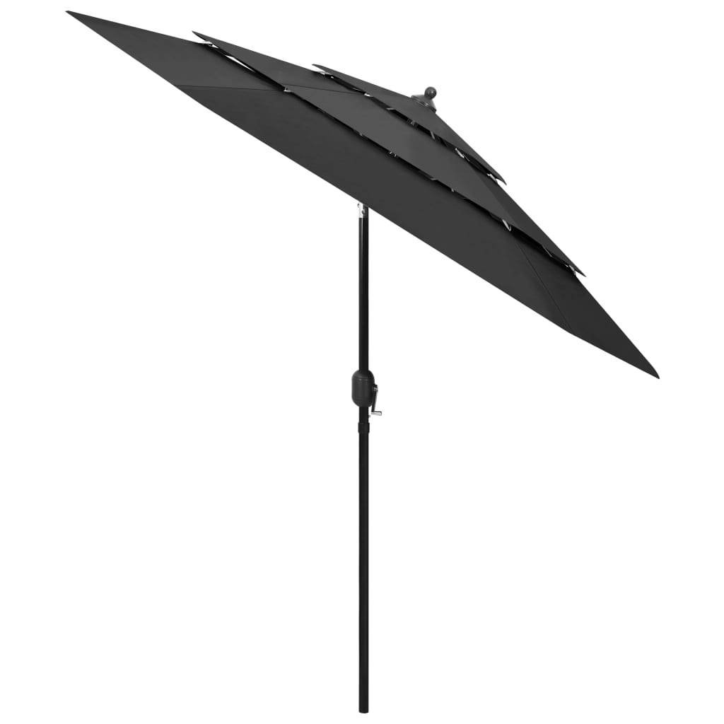 Parasol de jardin à 3 niveaux avec mât en aluminium anthracite