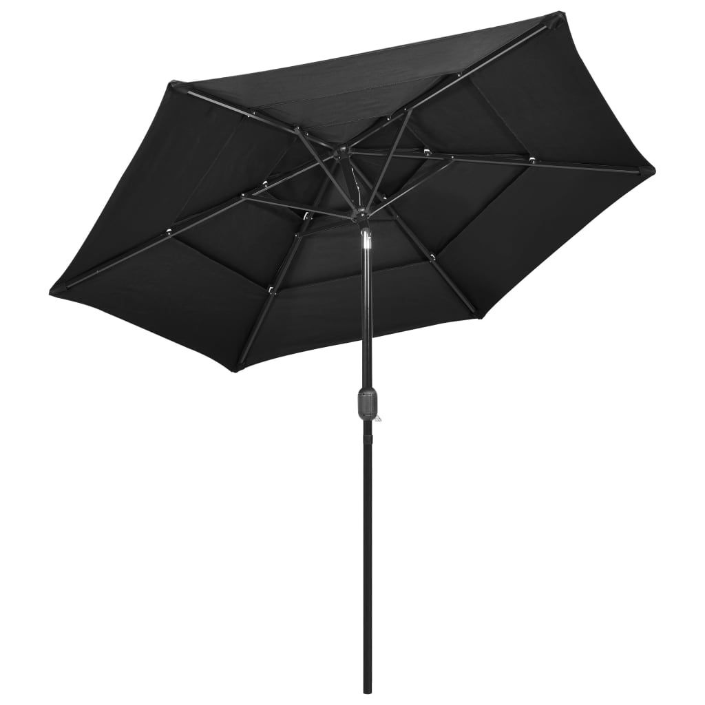 Parasol de jardin à 3 niveaux avec mât en aluminium anthracite