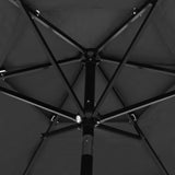 Parasol de jardin à 3 niveaux avec mât en aluminium anthracite