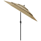 Parasol de jardin à 3 niveaux avec mât en aluminium taupe 2,5 m