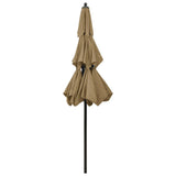 Parasol de jardin à 3 niveaux avec mât en aluminium taupe 2,5 m