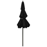 Parasol de jardin à 3 niveaux avec mât en aluminium noir 2,5 m