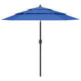 Parasol de jardin à 3 niveaux avec mât en aluminium bleu azuré