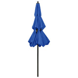 Parasol de jardin à 3 niveaux avec mât en aluminium bleu azuré