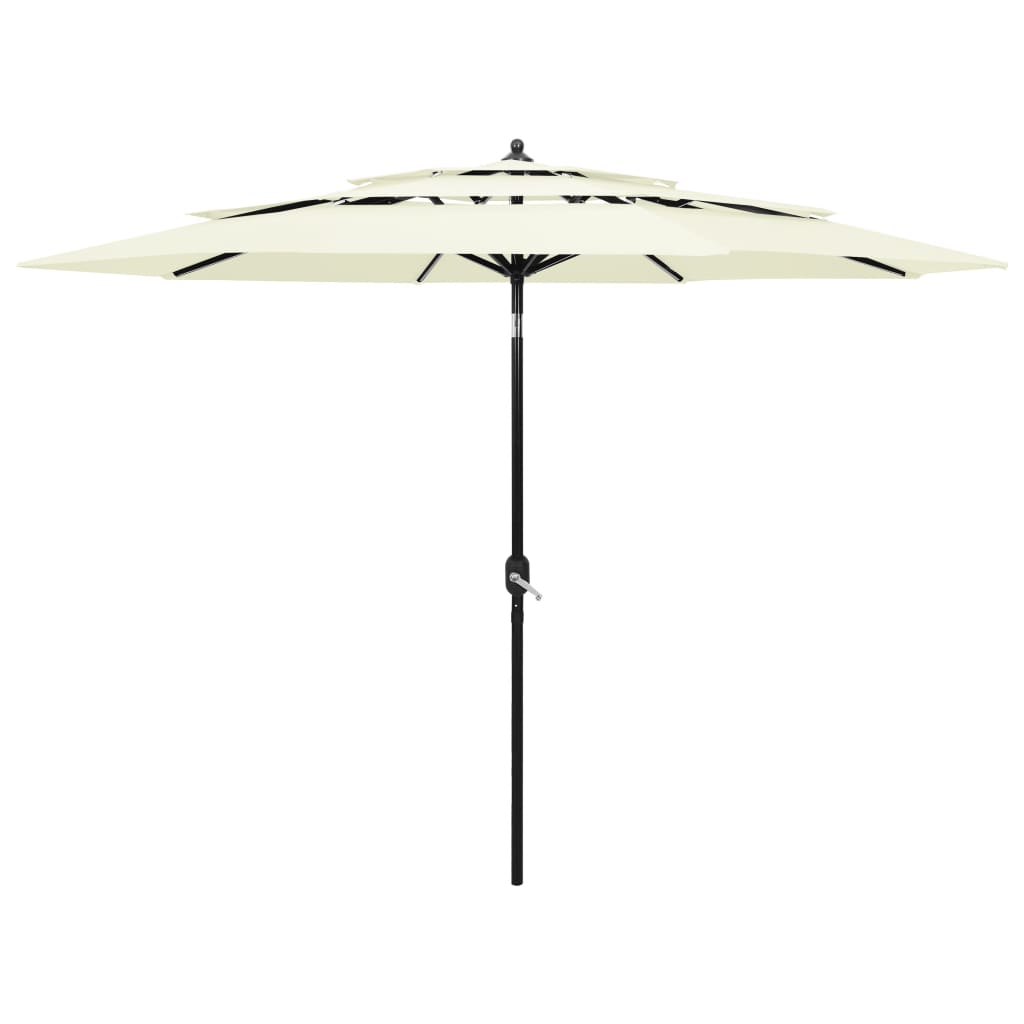 Parasol de jardin à 3 niveaux avec mât en aluminium sable 3 m