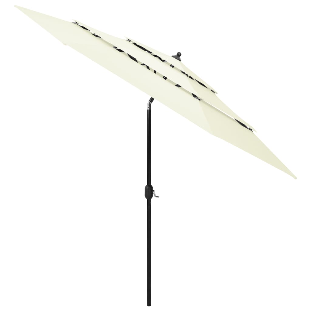 Parasol de jardin à 3 niveaux avec mât en aluminium sable 3 m