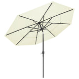 Parasol de jardin à 3 niveaux avec mât en aluminium sable 3 m