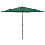 Parasol de jardin à 3 niveaux avec mât en aluminium vert 3 m