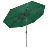 Parasol de jardin à 3 niveaux avec mât en aluminium vert 3 m