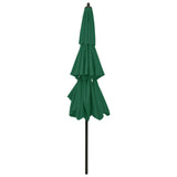 Parasol de jardin à 3 niveaux avec mât en aluminium vert 3 m