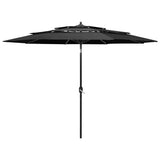 Parasol de jardin à 3 niveaux avec mât en aluminium anthracite