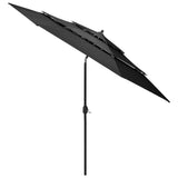 Parasol de jardin à 3 niveaux avec mât en aluminium anthracite