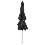 Parasol de jardin à 3 niveaux avec mât en aluminium anthracite