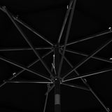 Parasol de jardin à 3 niveaux avec mât en aluminium noir 3 m