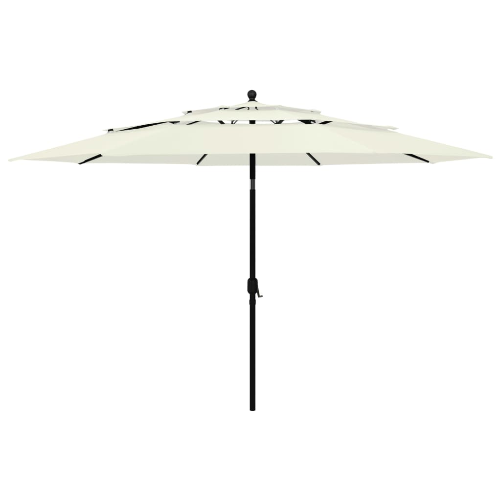 Parasol de jardin à 3 niveaux avec mât en aluminium sable 3,5 m