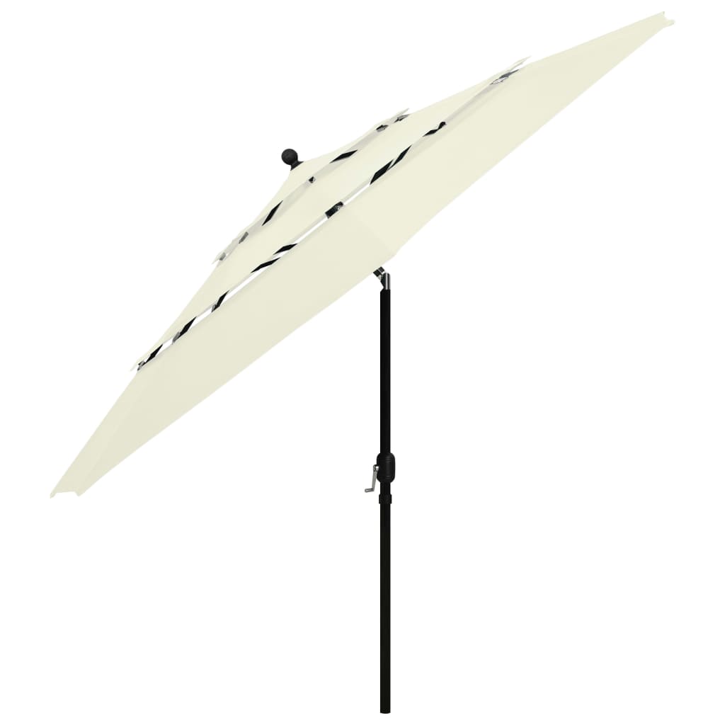 Parasol de jardin à 3 niveaux avec mât en aluminium sable 3,5 m