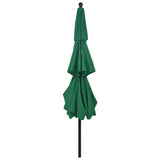 Parasol de jardin à 3 niveaux avec mât en aluminium vert 3,5 m