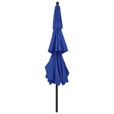 Parasol de jardin à 3 niveaux avec mât en aluminium bleu azuré