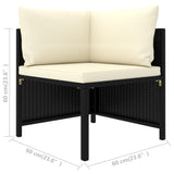 4 pcs Garden Sofas with Cushions Black Resin Wicker