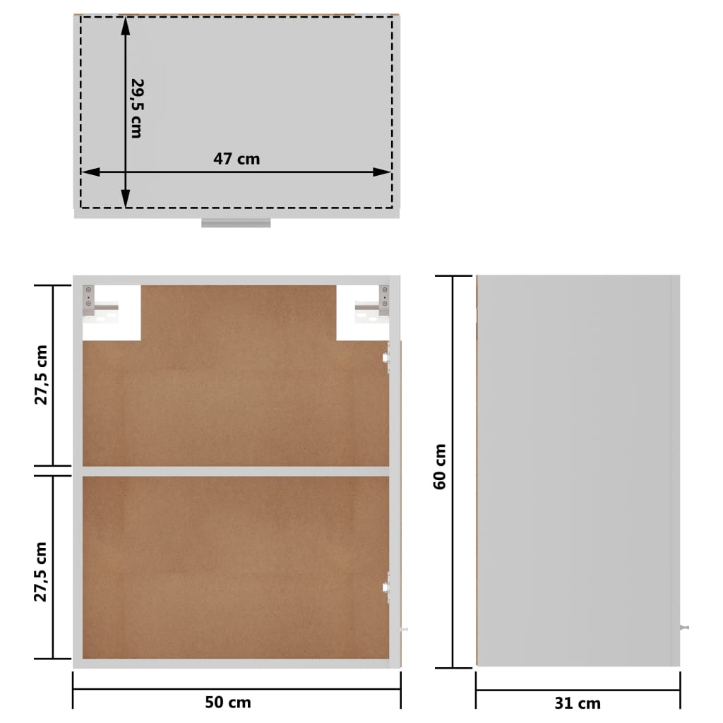 Armoires suspendues 2 pcs Blanc 50x31x60 cm Bois d’ingénierie