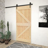 Porte coulissante avec kit de quincaillerie 80x210cm Pin massif