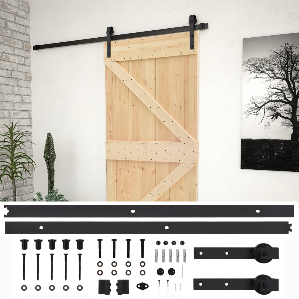 Sliding door with hardware kit 80x210cm Solid pine