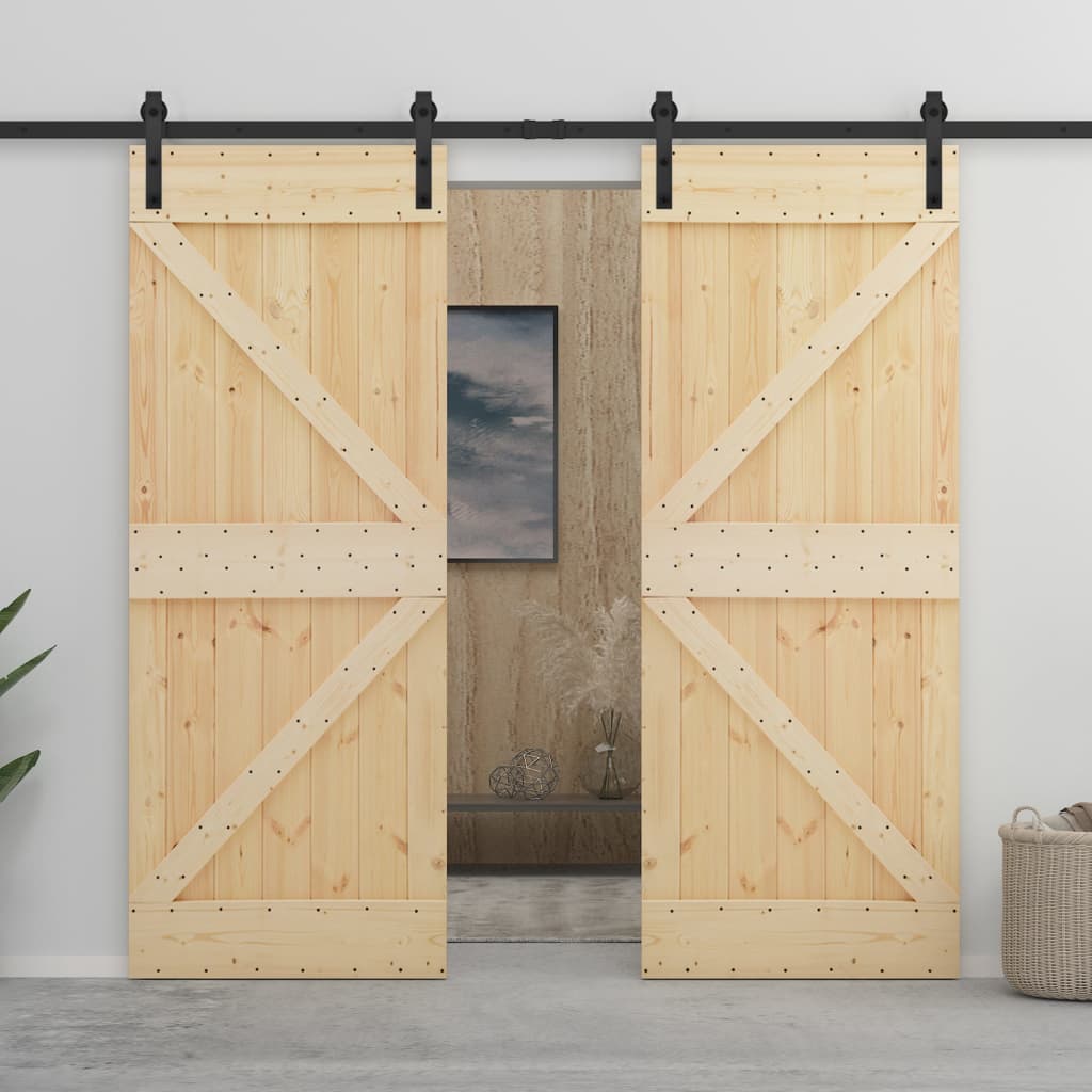 Sliding door with hardware kit 80x210cm Solid pine