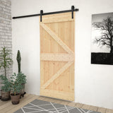 Porte coulissante avec kit de quincaillerie 80x210cm Pin massif