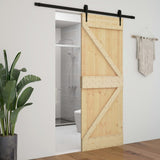 Porte coulissante avec kit de quincaillerie 90x210cm Pin massif