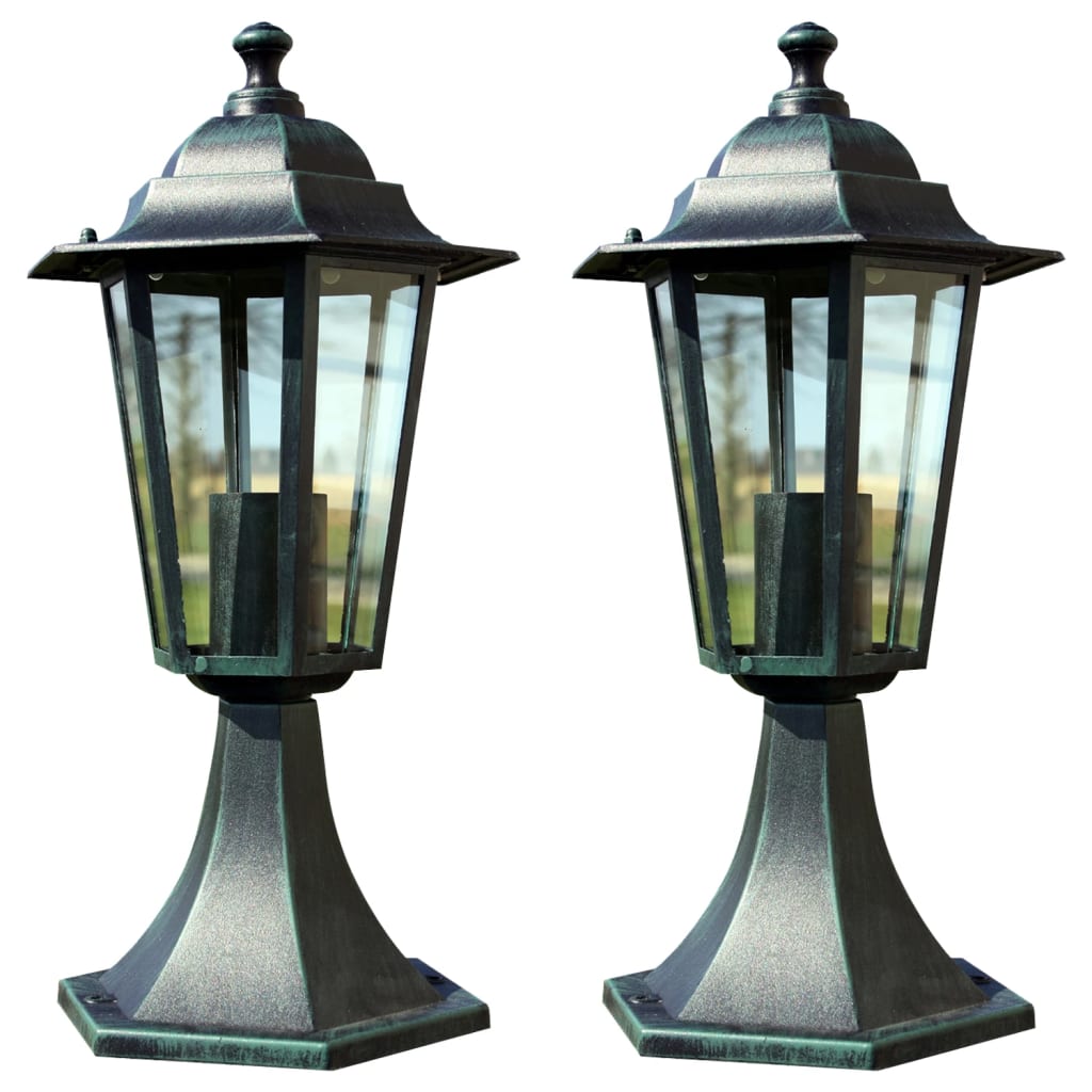 Lampes de jardin 2 pcs Vert foncé/Noir Aluminium