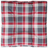 Coussin de palette motif à carreaux rouge 80x80x12 cm tissu