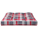 Coussin de palette motif à carreaux rouge 80x80x12 cm tissu